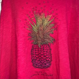 Life is Good “Love is Always Welcome” Fuchsia Tank